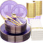 Set vajilla plástico morado 175pzas 25 invitados borde