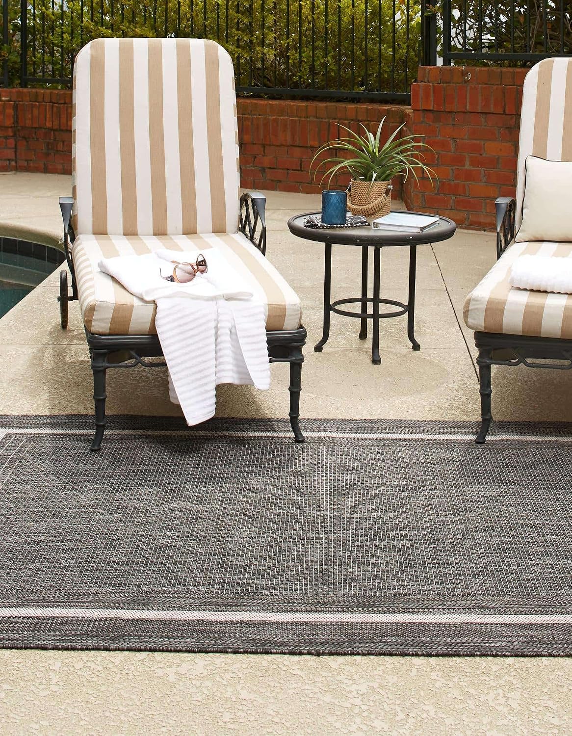Alfombra área borde suave 3x3x5x3ft rectangular negro/marfil