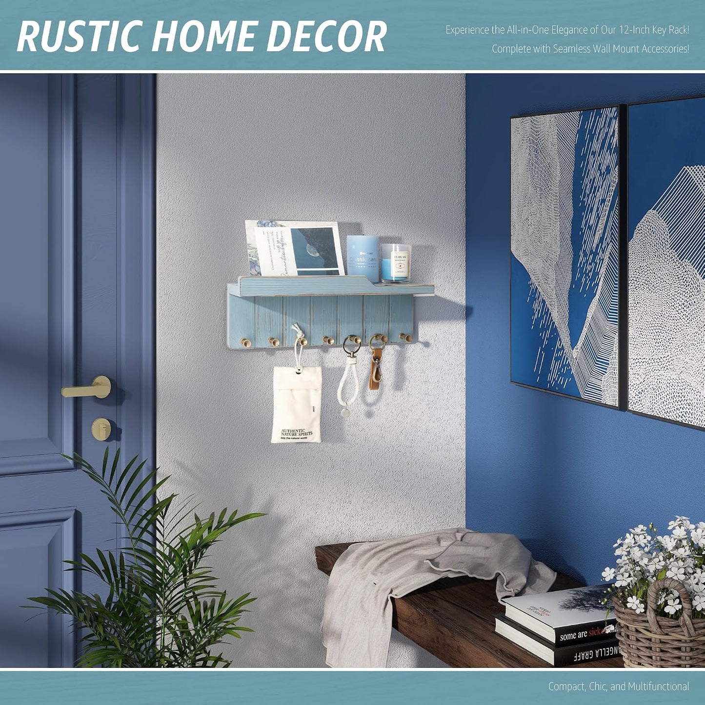 Soporte pared llaves bohemia 7 ganchos resistente