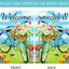 Bandera bienvenida azul bicicleta flores mariposa 12x18pulg