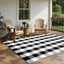 Alfombra cuadros 5x7ft algodón tejida a mano para interior