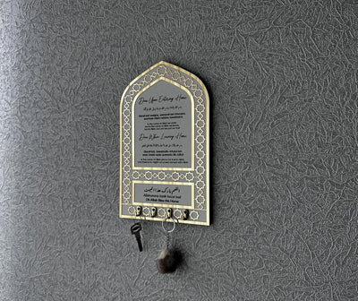 Llavero Dua decoración islámica forma Mihrap dorado