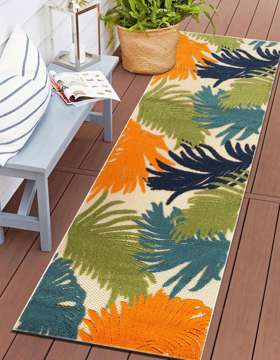 Alfombra contemporánea floral 2'7"x8' multicolor