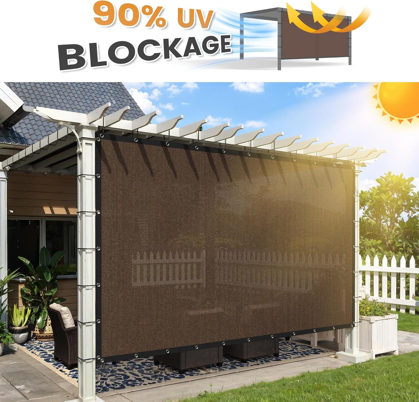 Toldo tela ojales cubierta 10x14ft para patio jardín