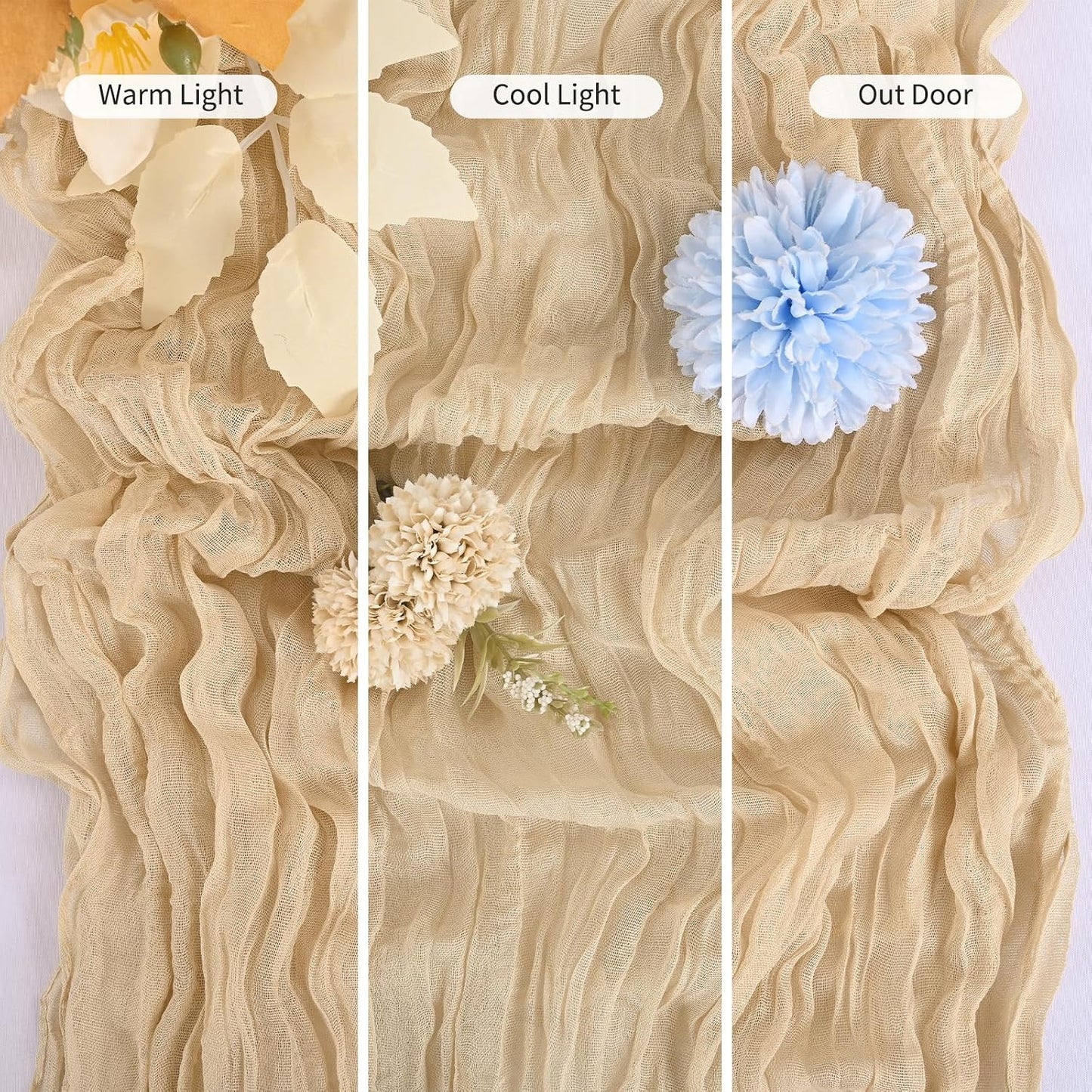 8 Caminos Mesa Beige 10ft Gasa Bohemia Rústica Boda Fiesta