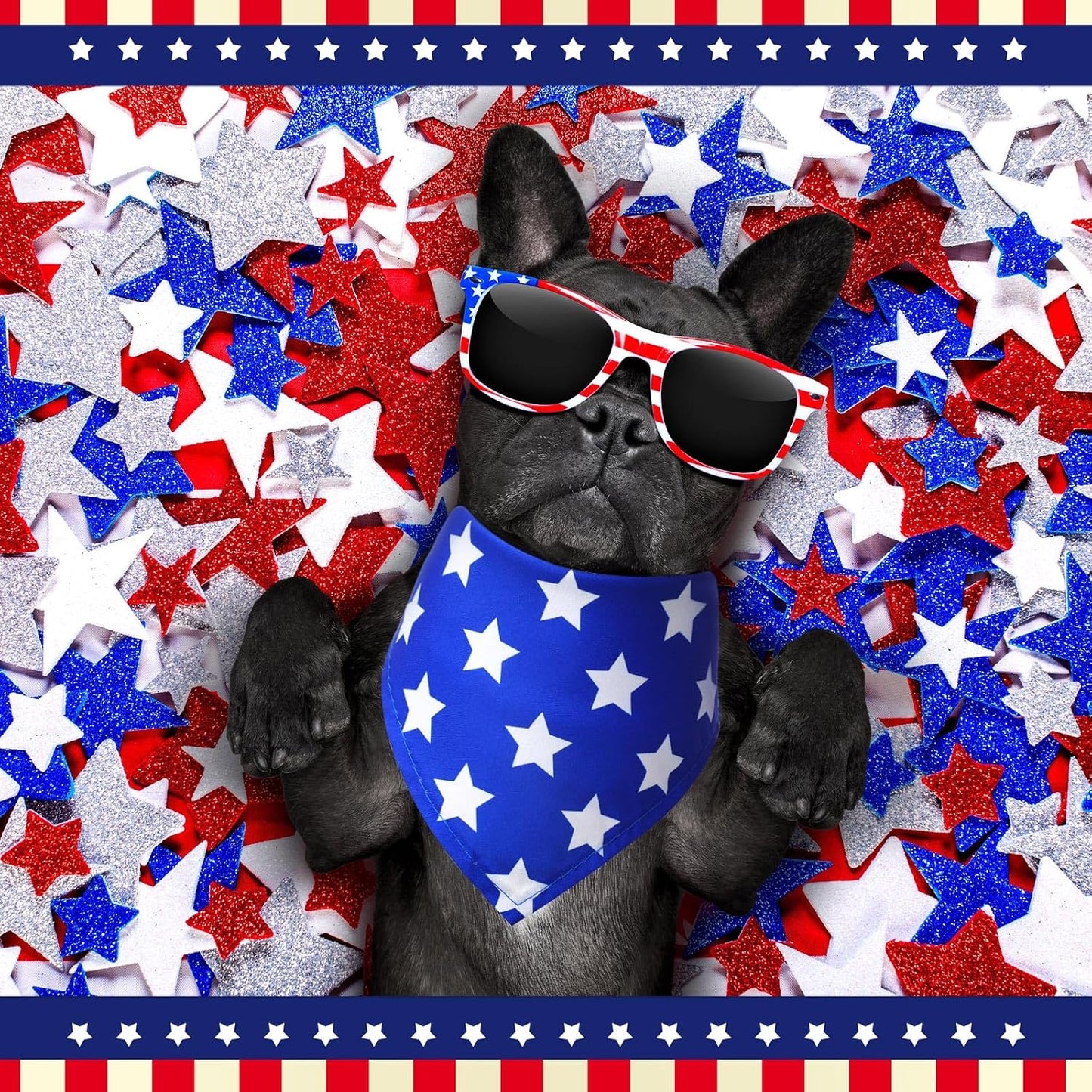 12 Bandanas Patrióticas para Perros Rojo Blanco Azul Rayas