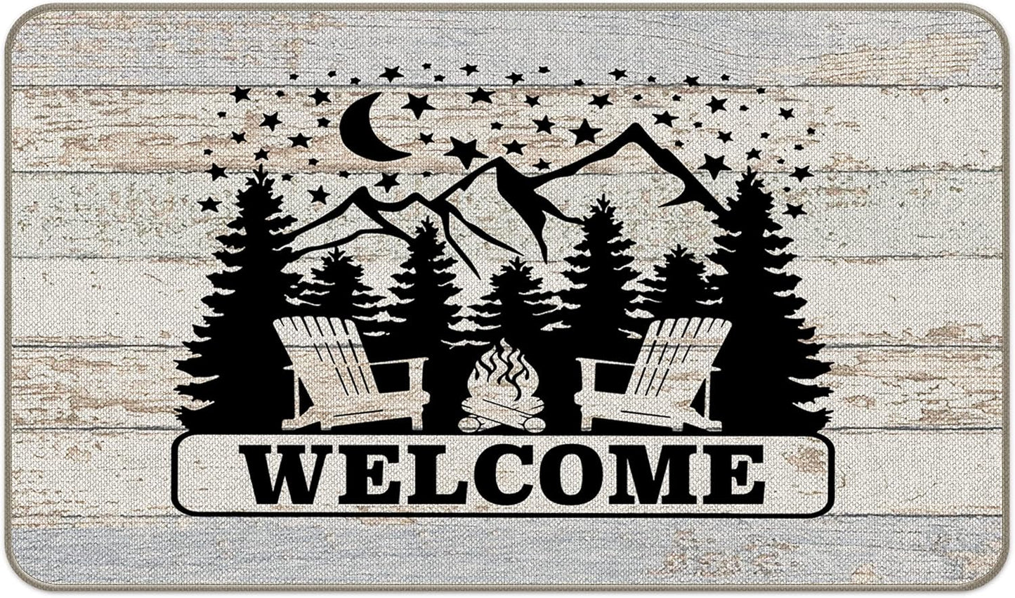 Tapete bienvenida pino 17x30" decoración hogar puerta