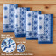 Set 4 servilletas tela estampado azulejos resistentes agua