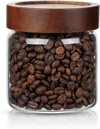 Tarro vidrio 18oz con tapa madera para café frijoles arroz