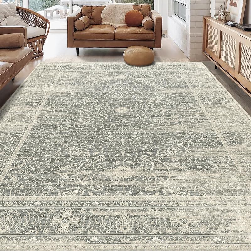Alfombra vintage antiderrap 7x9ft para sala dormitorio