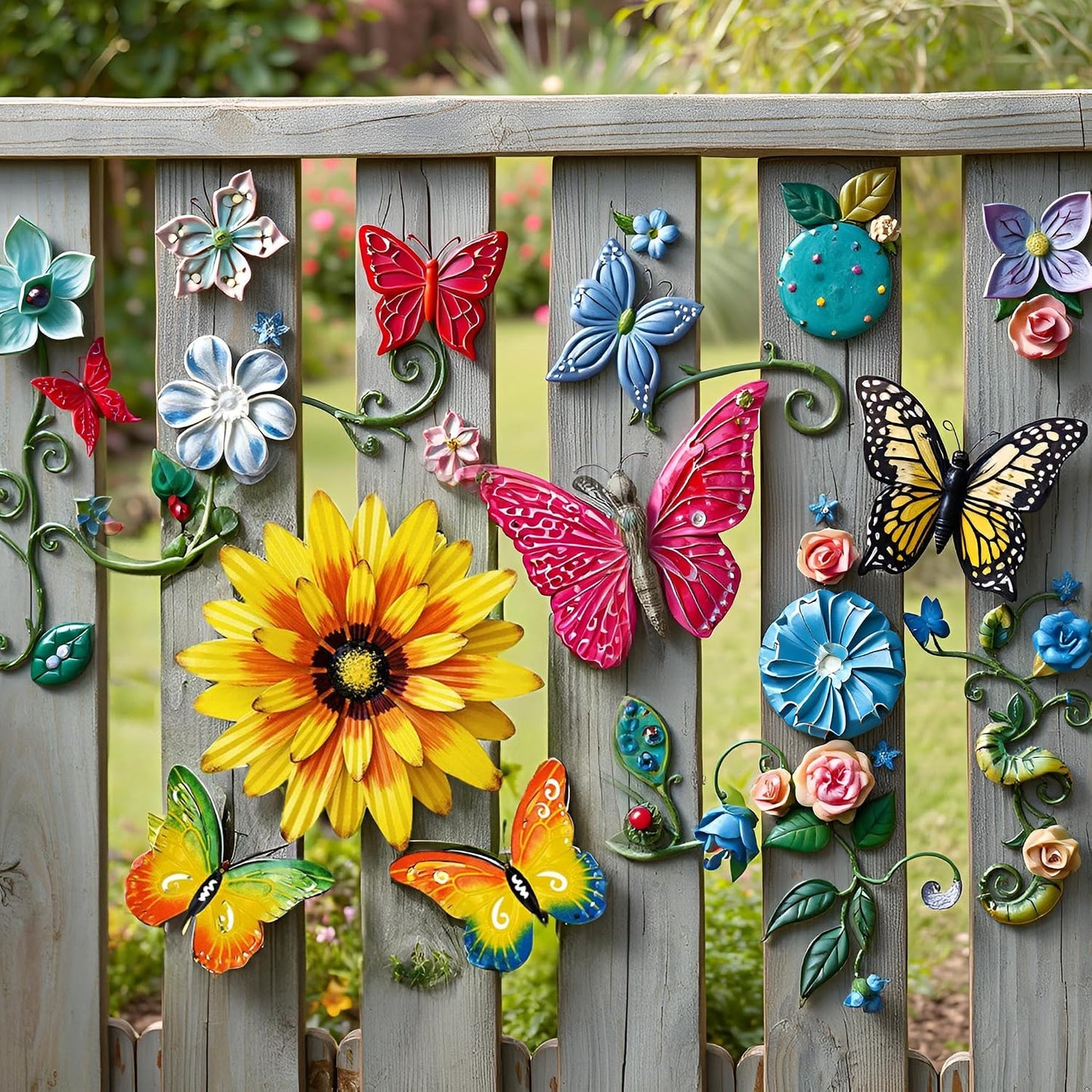 Decoración pared metal mariposa set 3 pzas