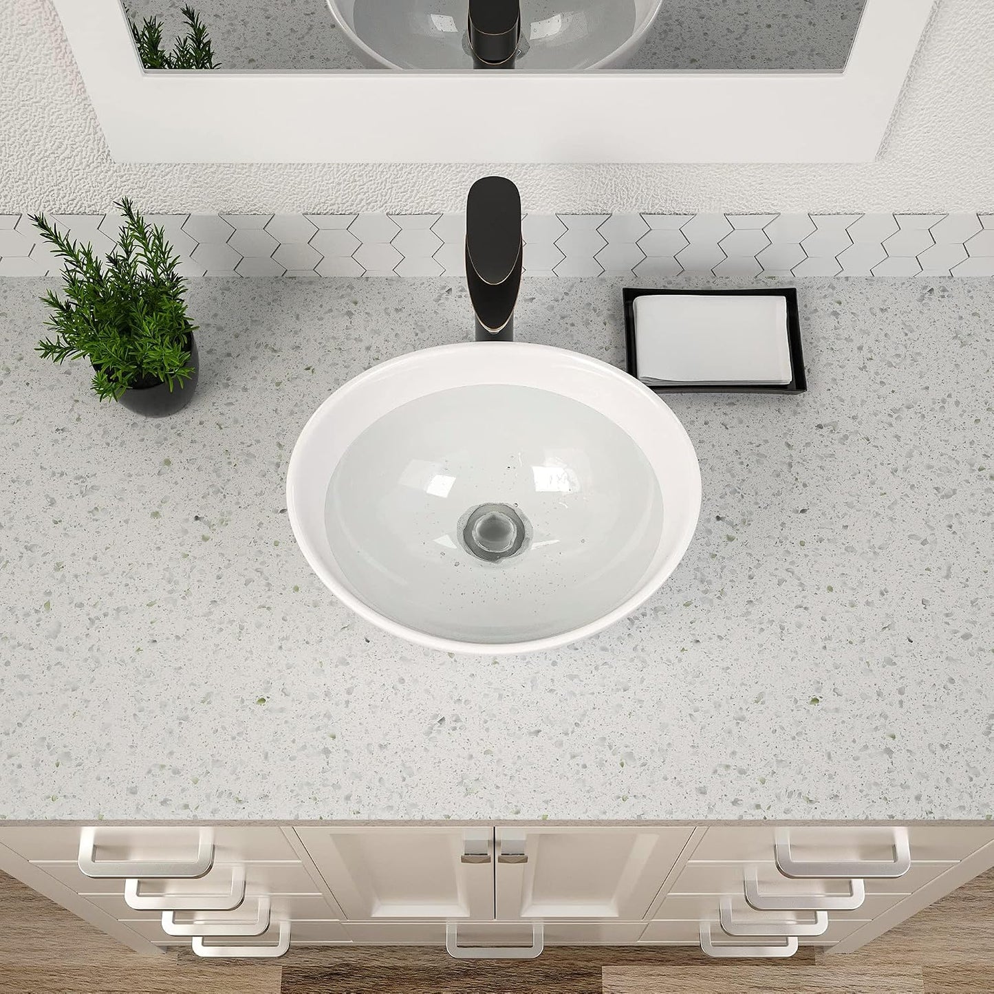 Tazón lavabo ovalado 16x13pulg forma barco blanco