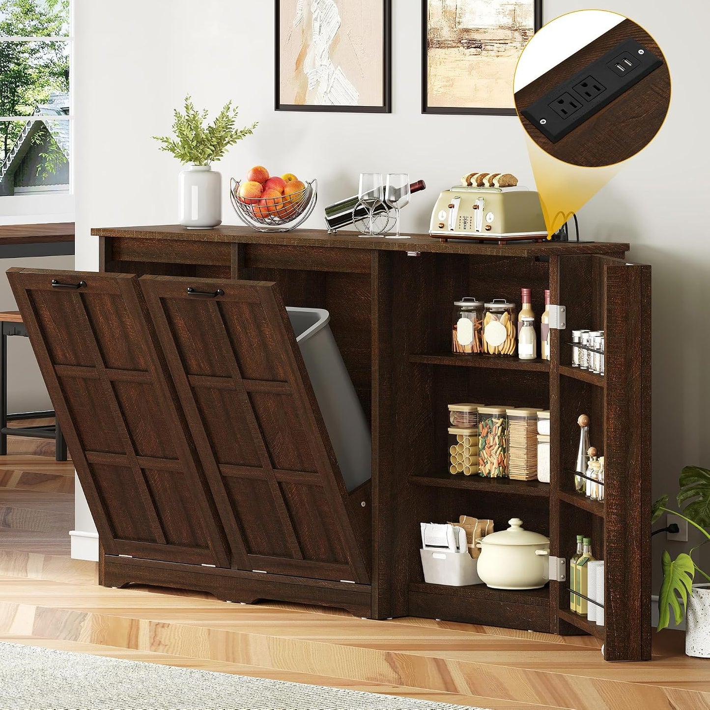 Isla cocina rústica con regleta 2 puertas estante ajustable