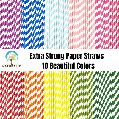 300 Pajitas Papel Biodegradables Multicolor 7.7pulg