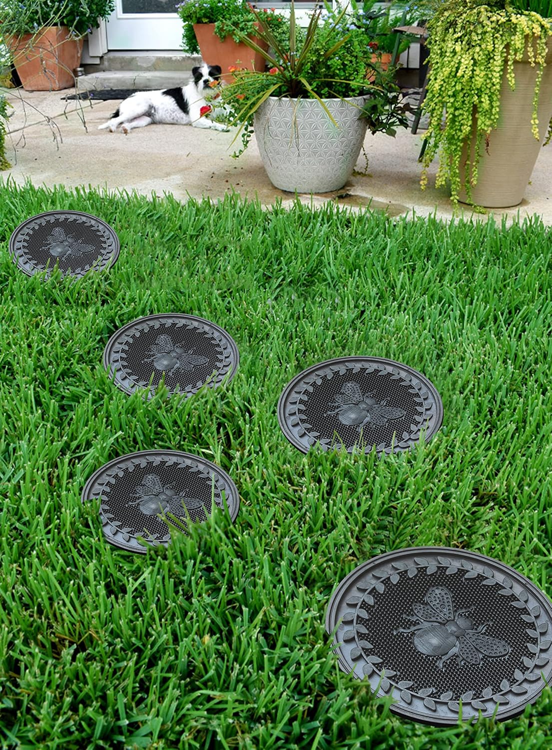 Alfombrilla piedra jardín 12x12pulg set 4 acabado a mano