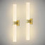2 Apliques Pared Dorados 32" Vidrio Esmerilado