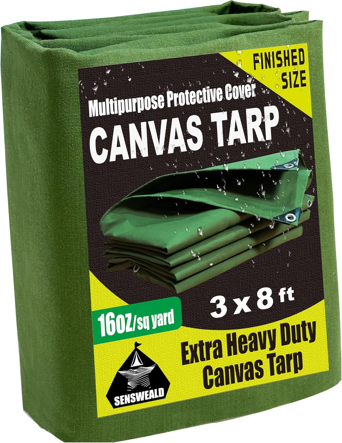 Lona resistente 3x8ft 16oz cubierta con ojales multiusos verde