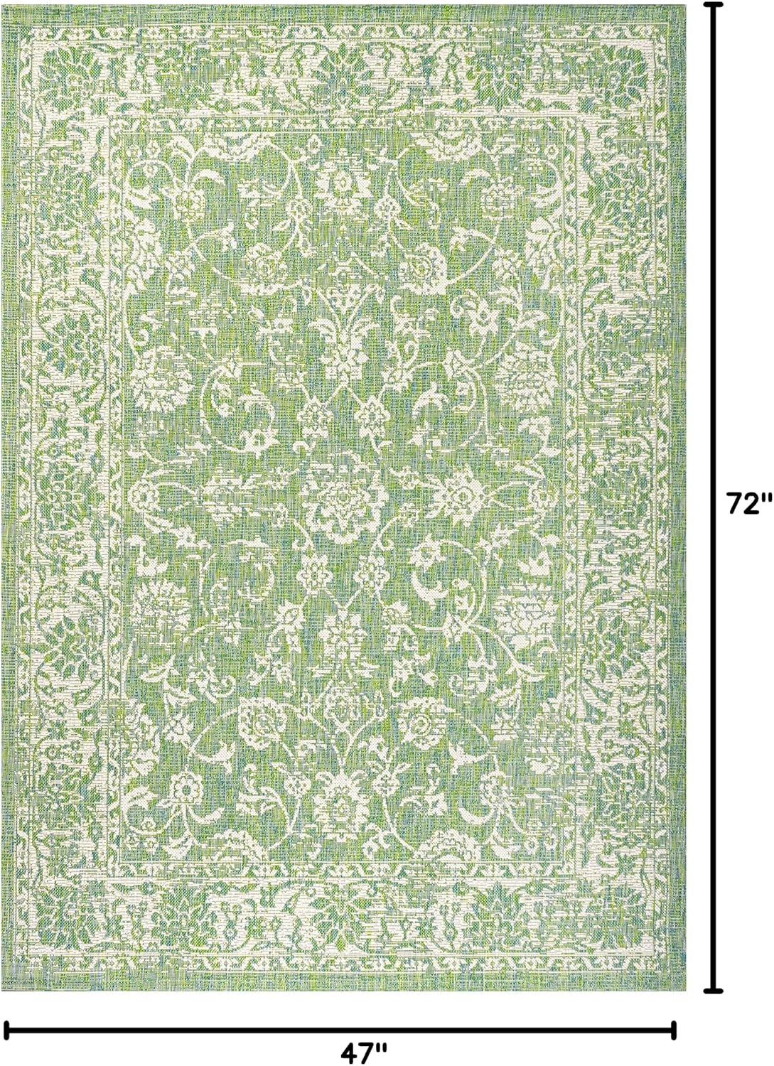 Alfombra bohemia texturizada 4x6ft color crema/verde