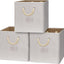 Cubo almacenamiento 13pulg asas trenzadas set 3 color marfil