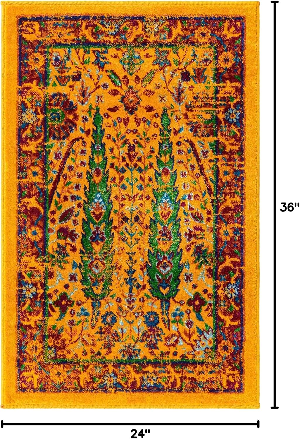 Alfombra rectangular 2x3ft color amarillo y azul