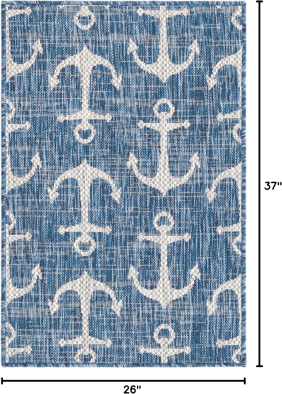 Alfombra rectangular Outdoor Coastal 2x2x3x1pulg azul/marfil