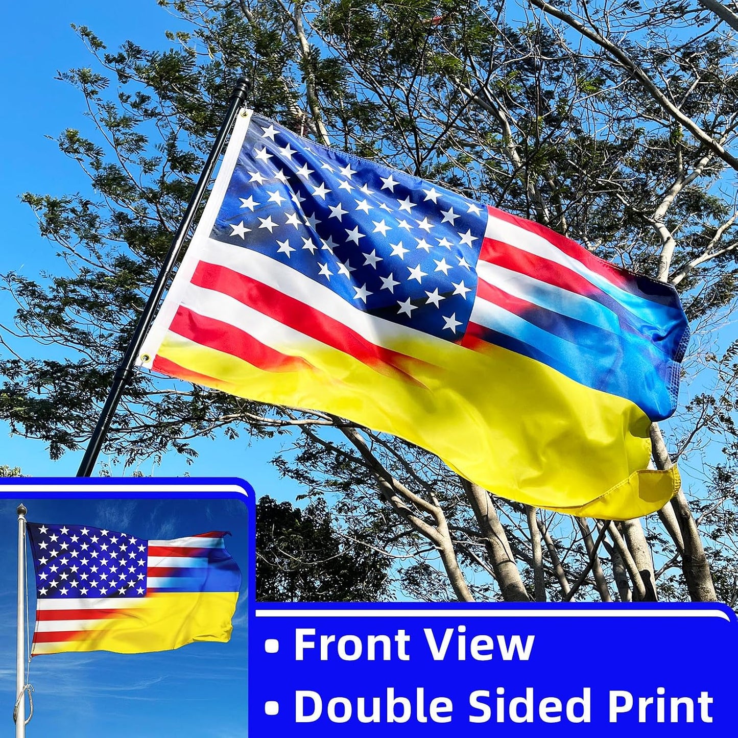 Bandera Ucrania 3x5ft doble cara 12x18" 3 capas
