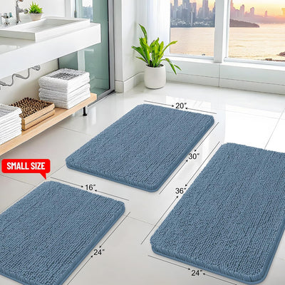 Alfombras baño 24x16 felpilla antideslizante goma lavable azul