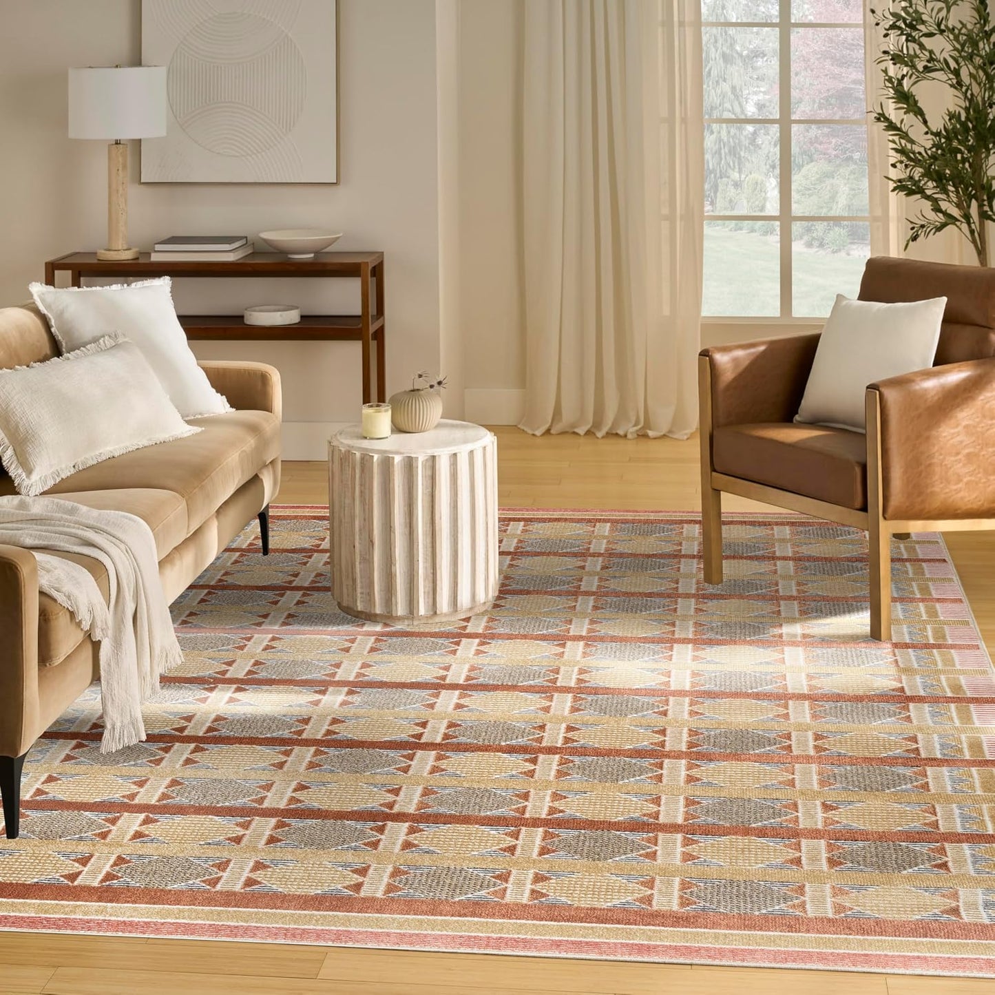Alfombra Nordic Rust 8x10ft para dormitorio y sala