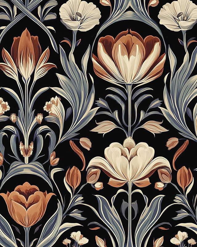 Papel tapiz vintage floral 17.5x393.5" autoadhesivo