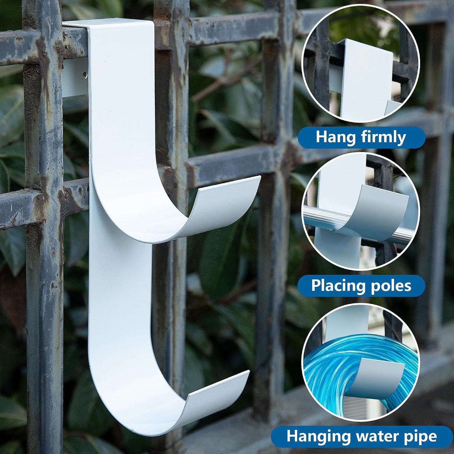 2 Pzas Ganchos Blancos para Valla Piscina Resistentes