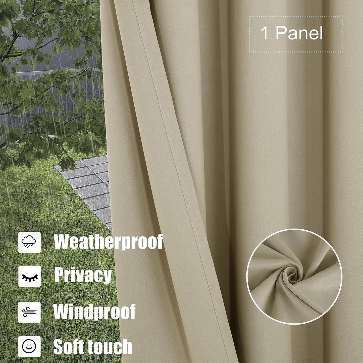 Cortinas impermeables exteriores 100pulg opacas con ojales