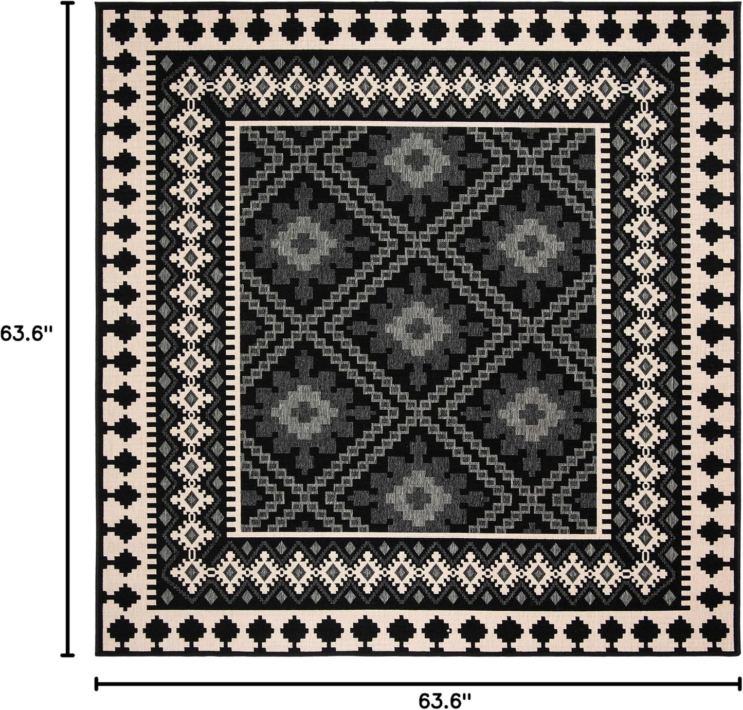 Alfombra interior exterior 2x3ft 7" Polipropileno Negro