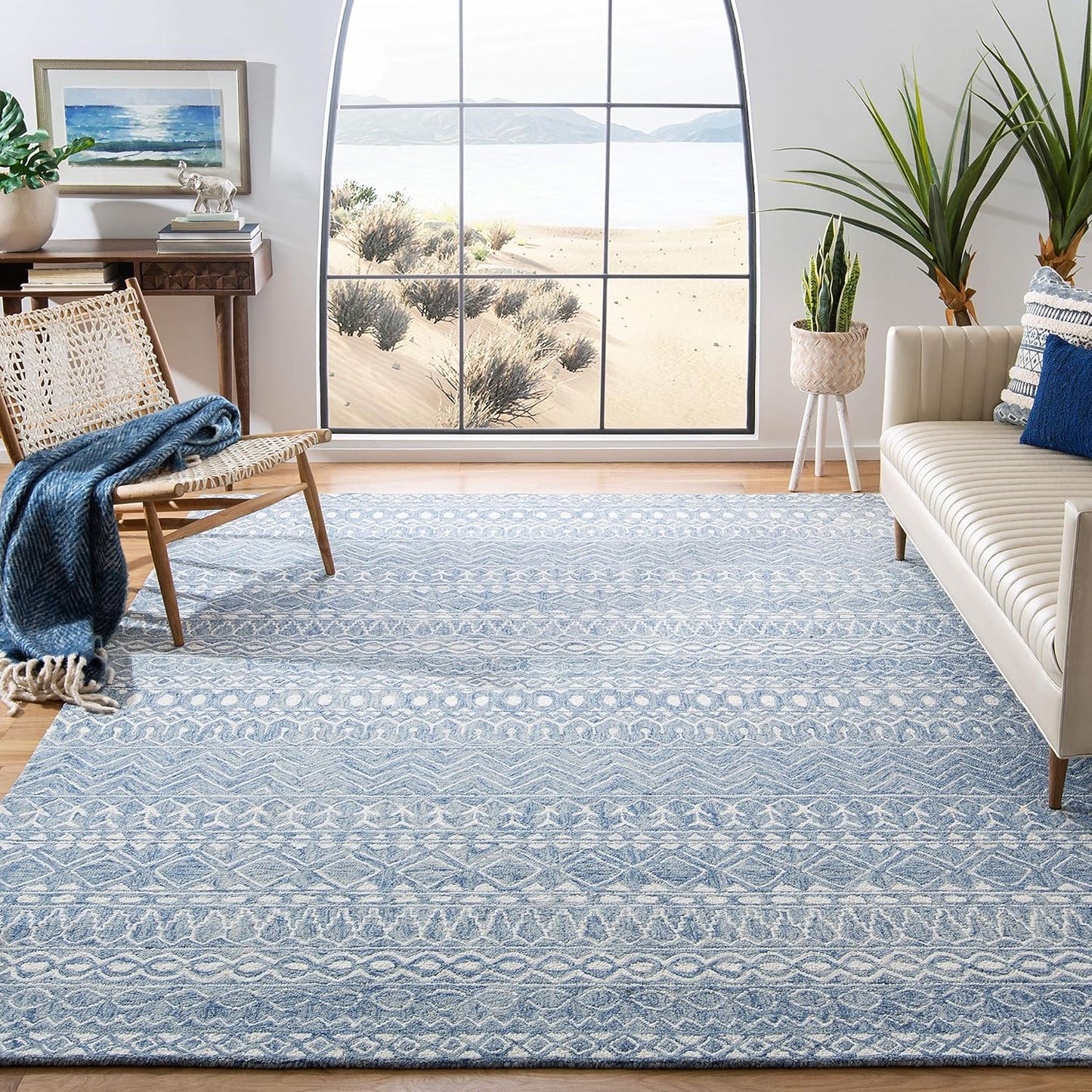 Alfombra micro-loop lana hecha a mano diseño tribal