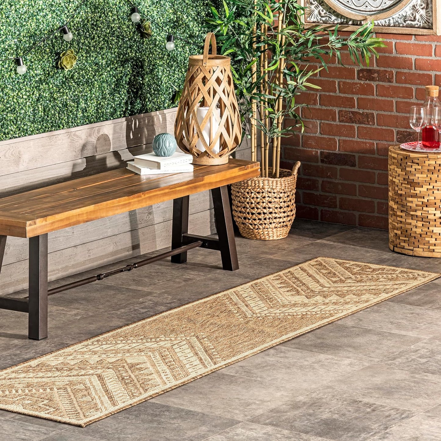 Alfombra terraza 2x8ft suave resistente manchas