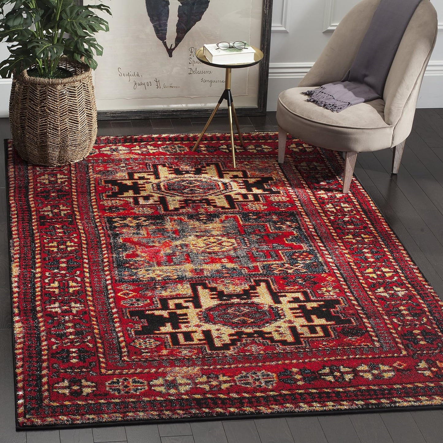 Alfombra Hamadan 3' Cuadrada Rojo Multi Diseño Persa