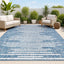 Alfombra geométrica rayas 8x10ft azul/marfil exterior