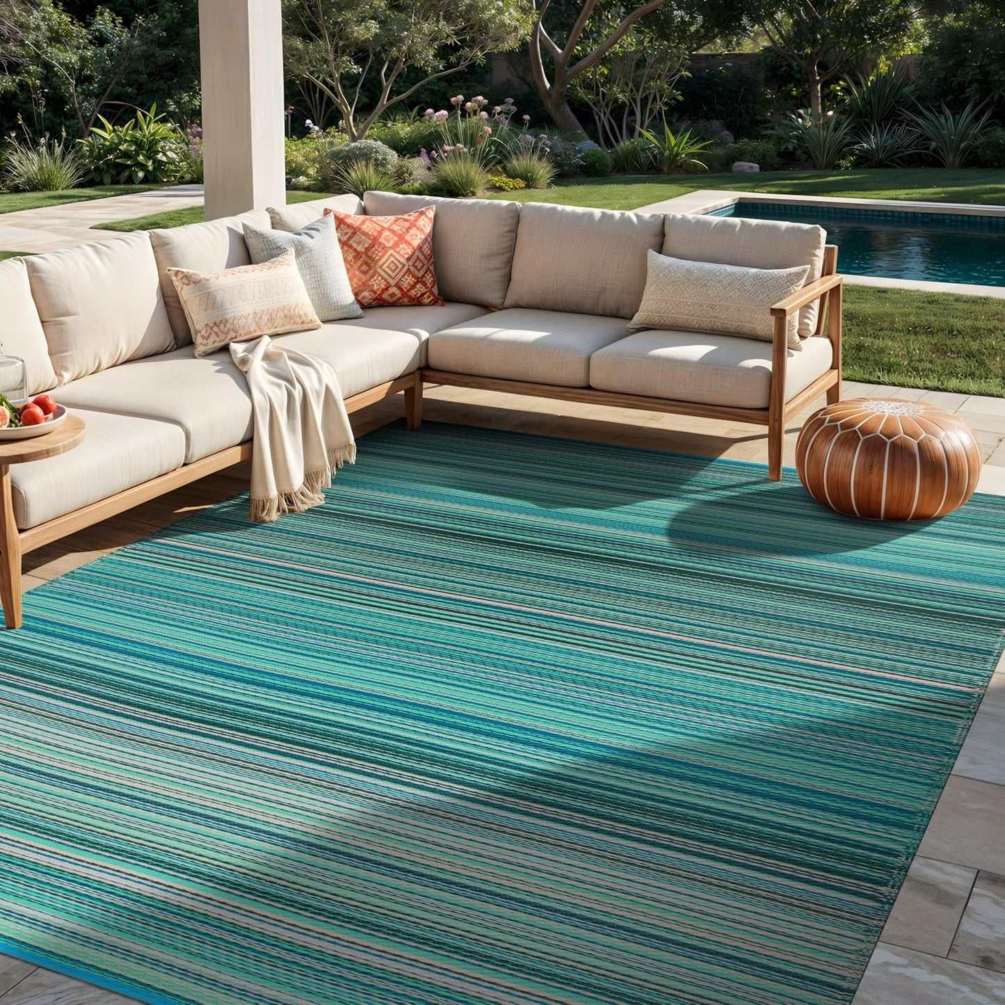 Alfombras plástico reciclado reversibles 5x7ft patio