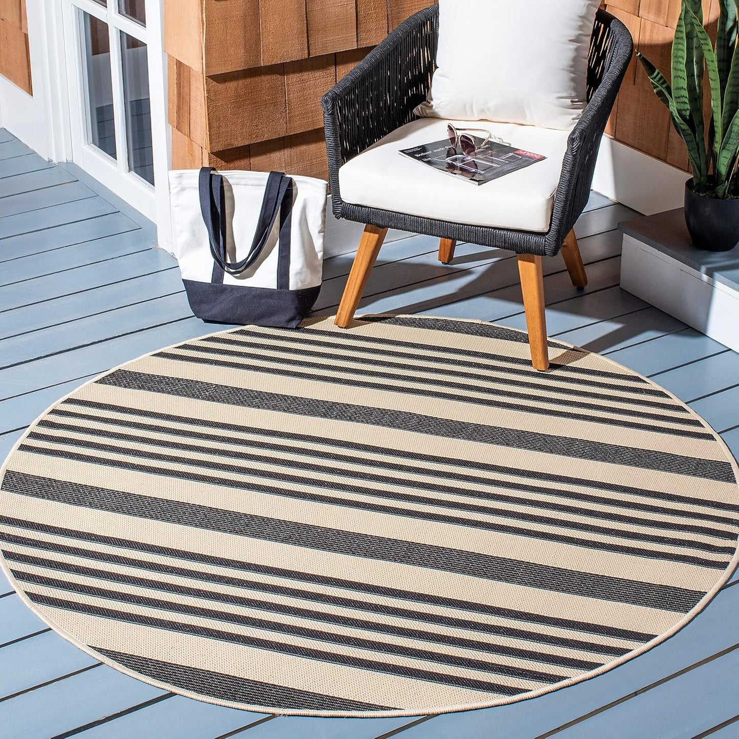 Alfombra decorativa redonda 2.7ft negro hueso