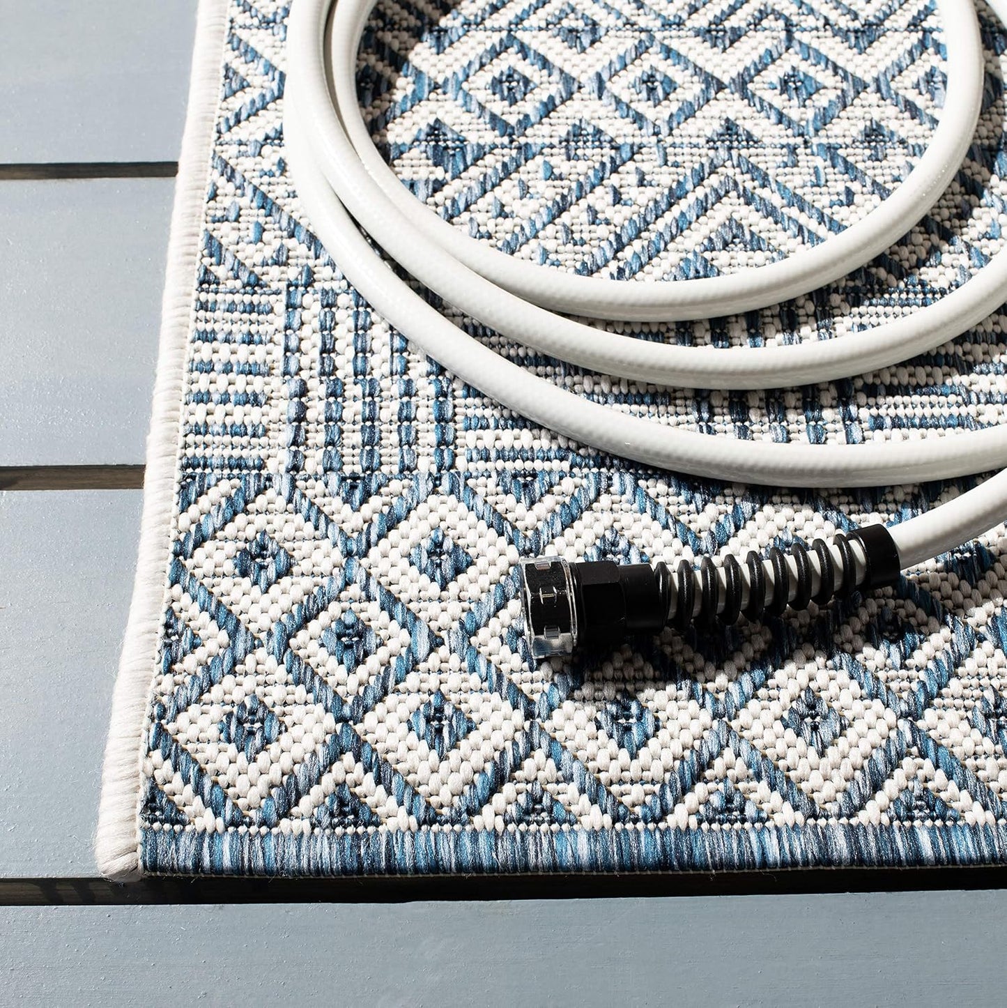 Alfombra lavable exterior 9x12ft azul y azul marino