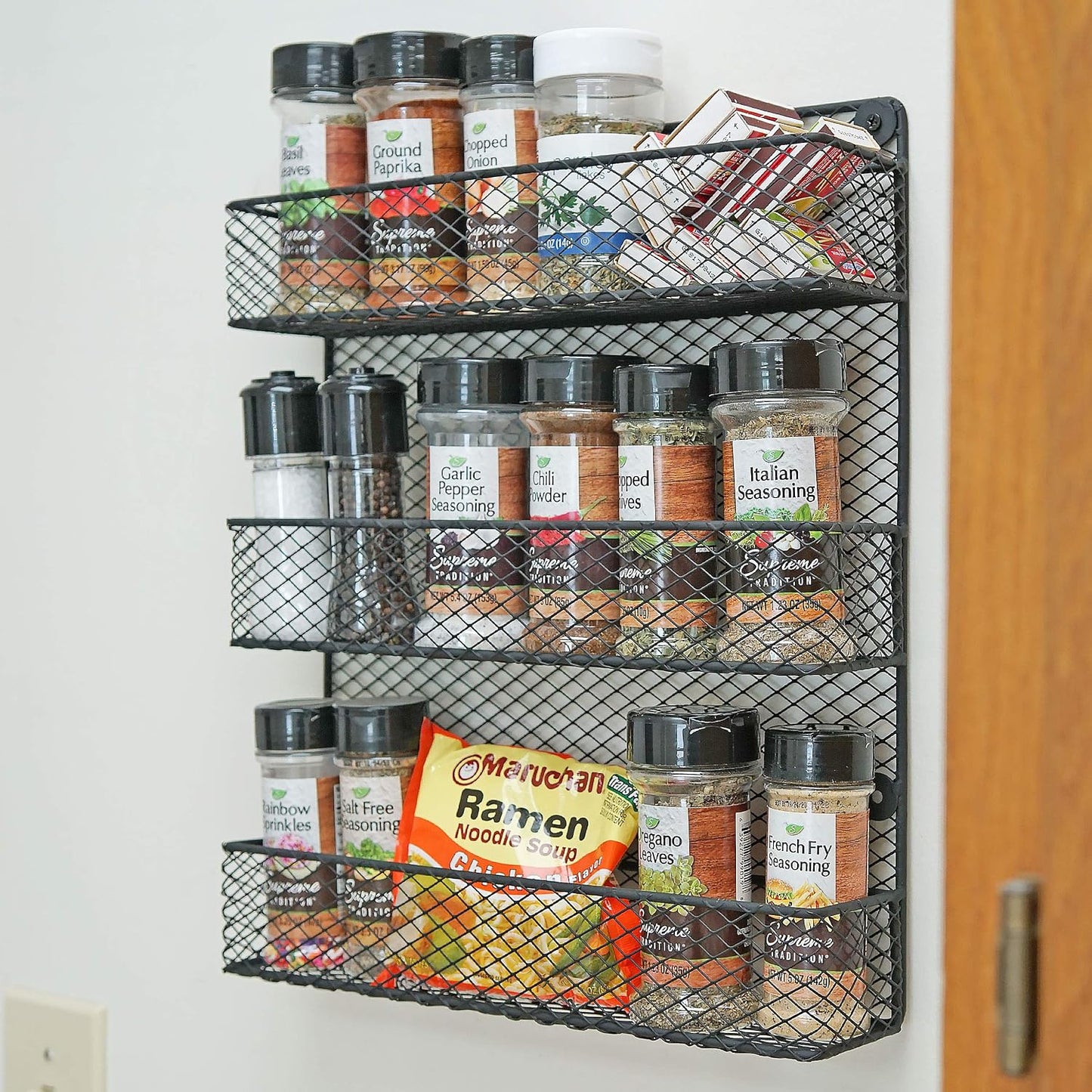 Estante pared especias 3 niveles cocina con 2 estantes