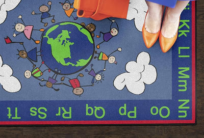 Alfombra educativa para niños 4x6ft azul/multicolor