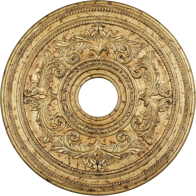 Medallón techo hoja oro vintage 22k Dx1.5H