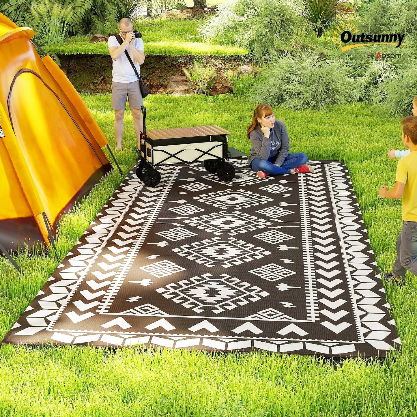Alfombra exterior impermeable 9x18ft reversible paja