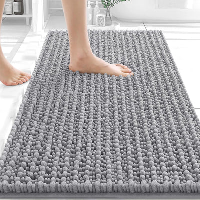 Alfombra baño felpilla 30x20pulg antideslizante gris