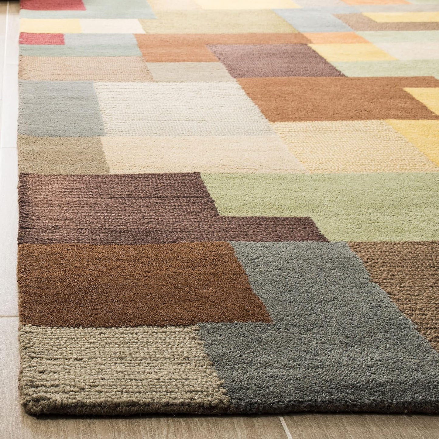 Alfombra decorativa 2x3ft moderna lana abstracta multicolor