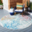 Alfombra exterior redonda 5.3ft color verde y blanco lavable