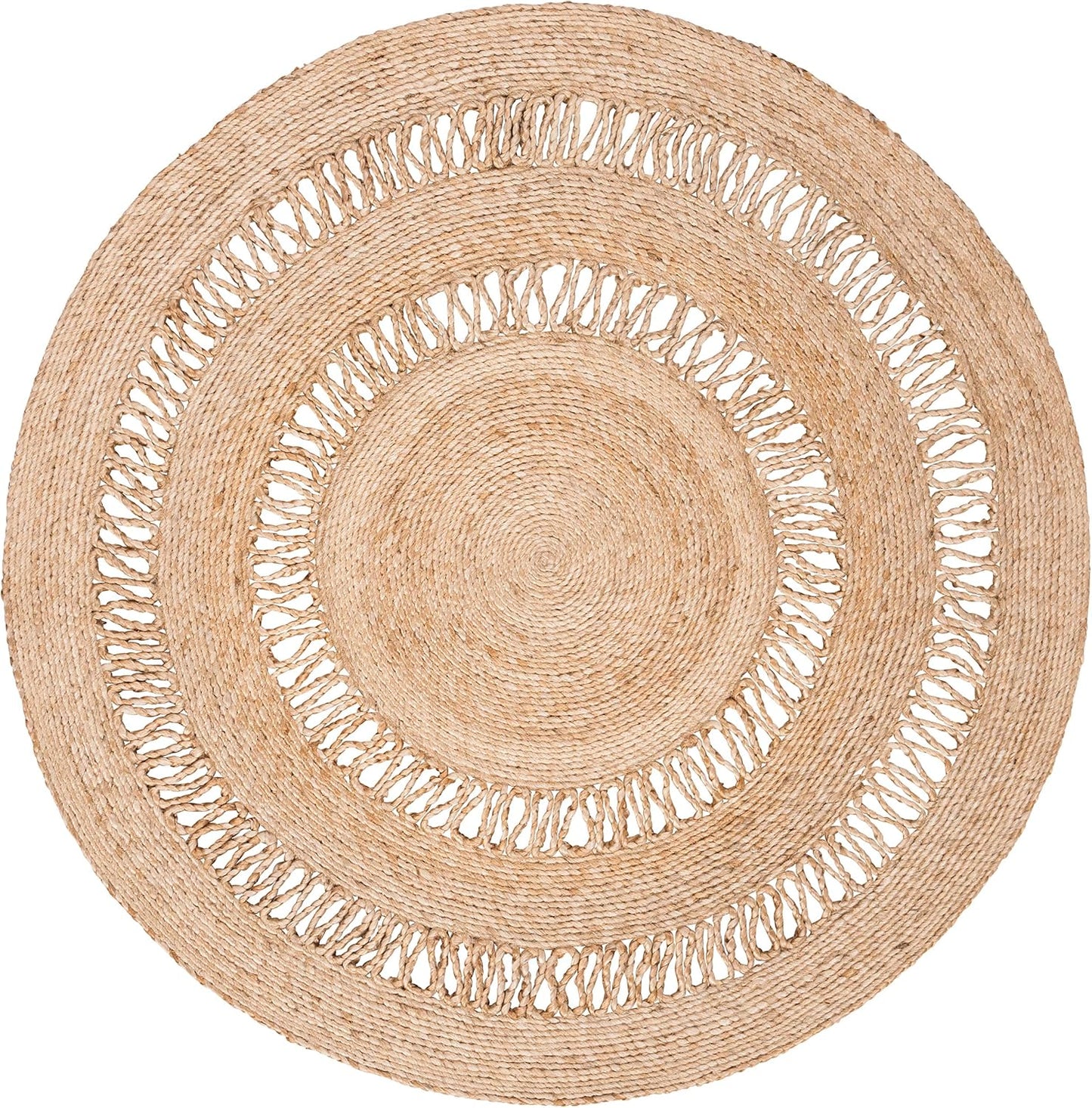 Alfombra redonda fibra natural estilo bohemio 3ft