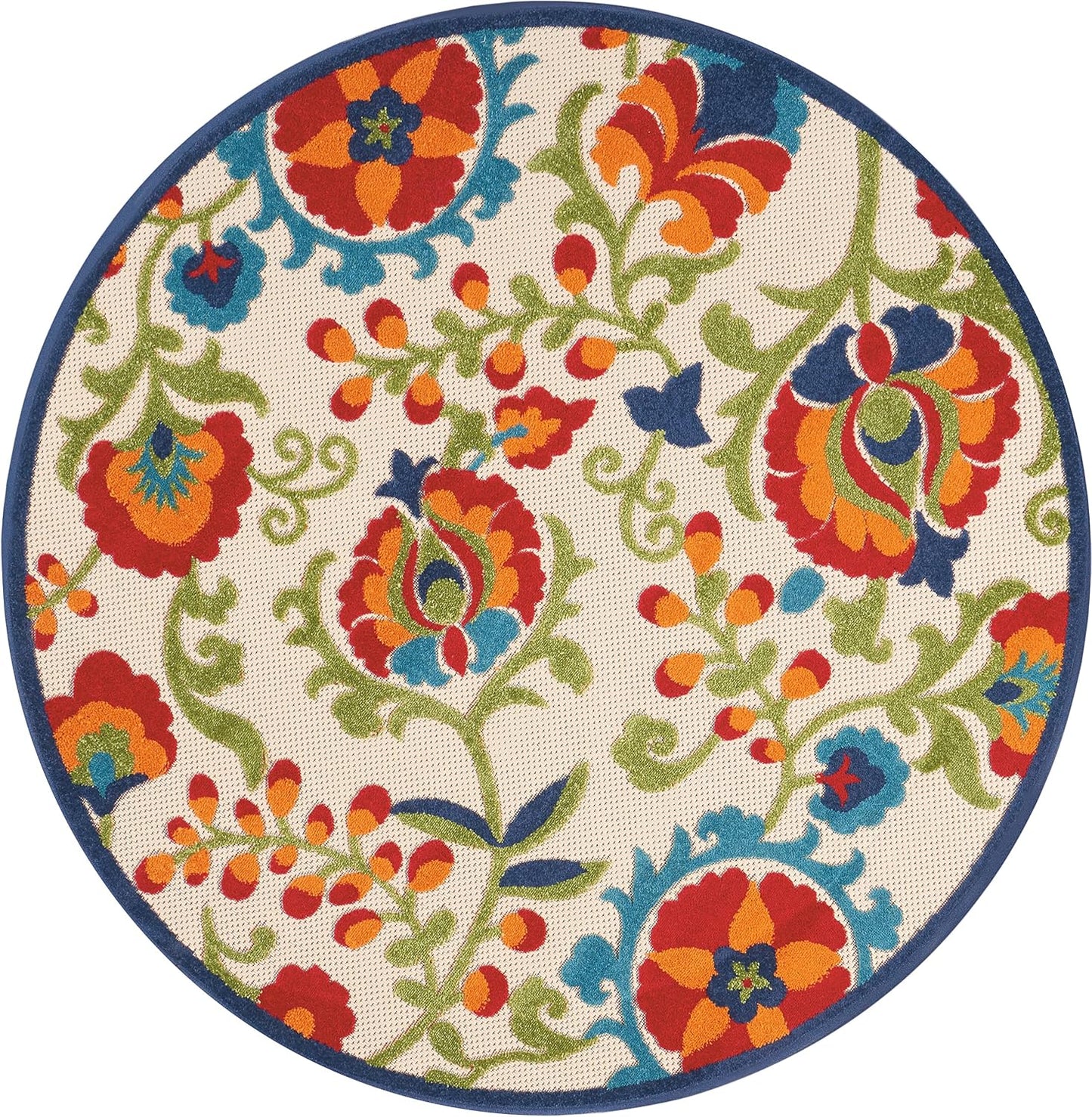Tapete redondo 4ft multicolor para interiores exteriores