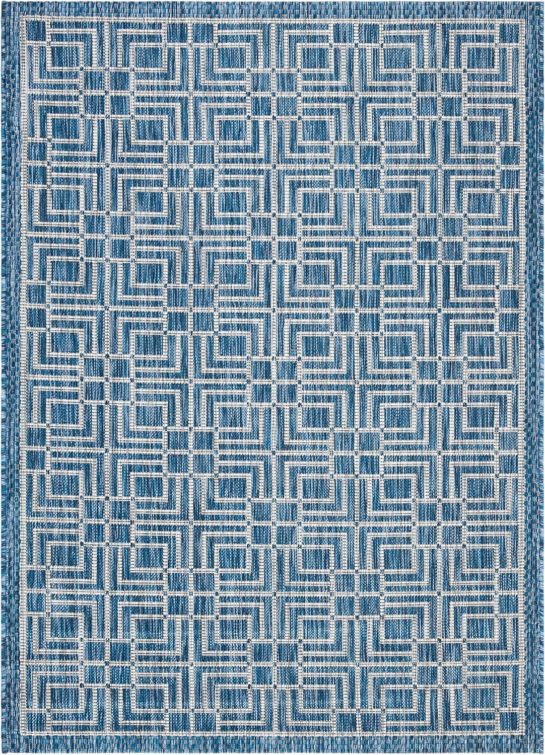 Alfombra lavable exterior 4x5ft7" azul marino y gris
