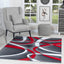 Alfombra roja 4x6ft diseño remolinos grises contemporáneo